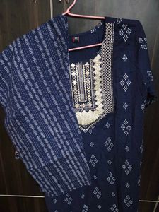 Elegant Embroidered Bkue Kurti Set