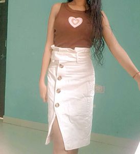 White Denim Skirt