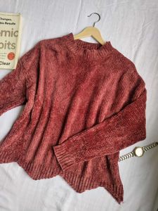 Chenille Velvet Mock Neck Sweater