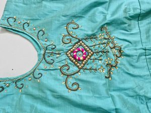 Elegant Blue Dress with Pink Dupatta