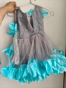 Cute Blue &amp; Grey Party Dress