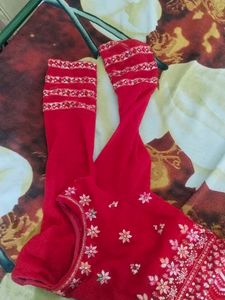 Red Embroidered Kurta Set