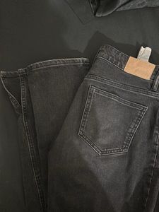 Zara Gray Split Hem Jeans