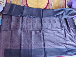 Dark Coffee Brown Saree With Beautiful Zari Pallu
