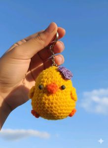 Cute Crochet Chick Keychain Charm