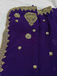 Elegant Purple Embroidered Saree