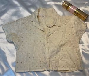 Cute White Eyelet Crop Top