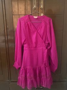 Magenta Wrap Mini Dress