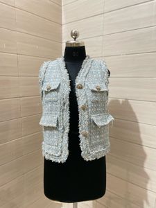 korean CHANEL-style tweed vest