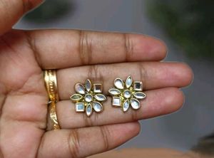 Handmade customized Floral Kundan Earrings