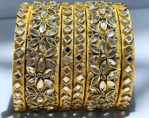 Gold &amp; Crystal Bangles - Set of 6