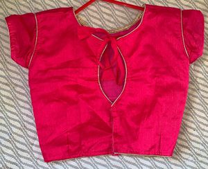 Pink Blouse With Mirror Work
