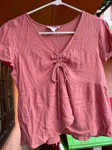Cute Pink Tie-Front Top