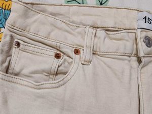 Beige Straight Leg Jeans
