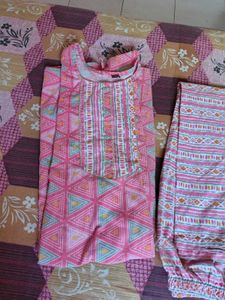 Pink Printed Kurta Set