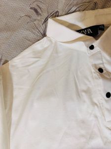 Zara White Polo Shirt - Size M