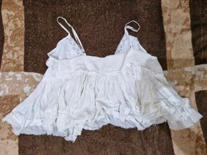 ADORABLE Y2K White Peplum Party Wear Top