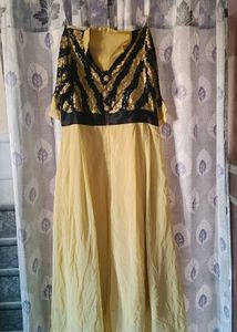 Yellow Nd Black Ethnic Gown For Wedding Season ❤️