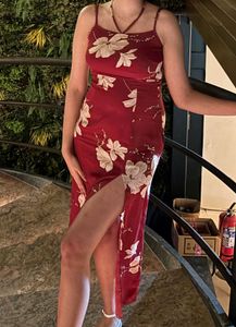 Floral Print Slit Midi Dress
