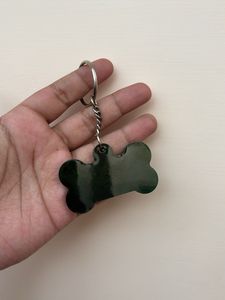 Green Glitter Bone Keychain