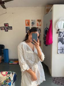 White Embroidered Mini Dress