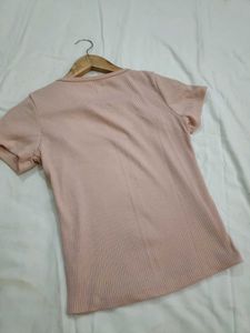 Pastel Pink Ribbed Top