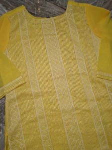 Yellow Embroidered Kurti