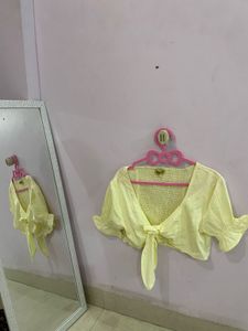 Yellow Tie-Back Crop Top