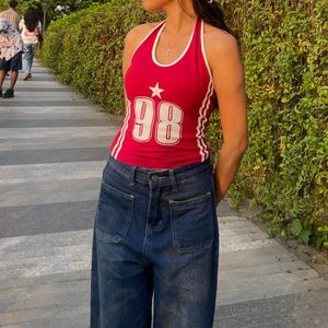 Savana Red Halter Neck Top