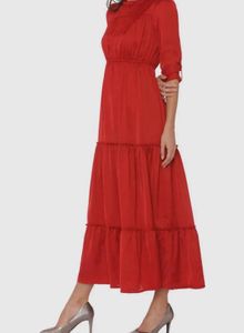 Red Riffle tiered Maxi Dress