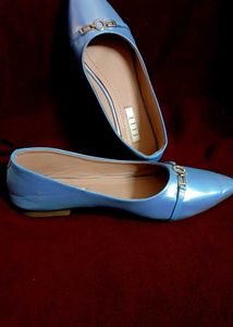 Elle Blue Pointed Ballerinas