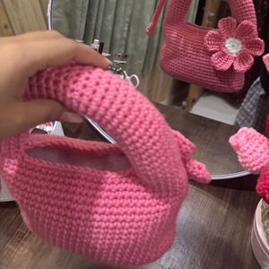 Pink Crochet Mini Bag
