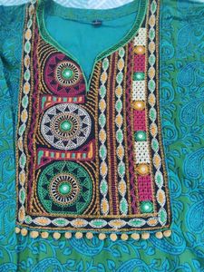 Bright Green Straight Pure Thick Cotton Kurta