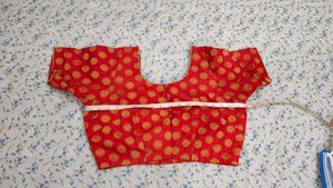 Beautiful Red Saree With Stiched Blouse.