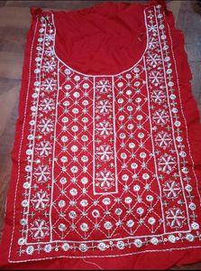 Red and white Embroidered neck patch  ne