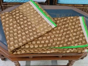 Brown & Green Saree with Unique Print