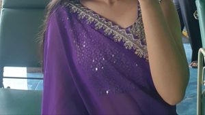 Elegant Purple Saree with Embroidery
