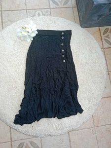 Black Button-Up Midi Skirt