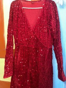Red Velvet Sequin dress Party Wear