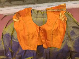 1-TimeUsedGirls Grey&amp;Orange LehengaCholi-PattuPava