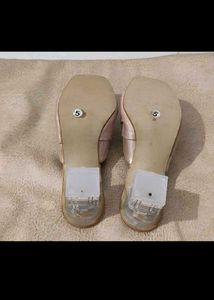 Zaras Embellished Clear Heel Mules