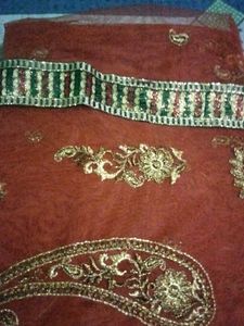 Embroidered Net Saree Fabric