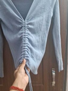 Powder Blue Tie Up Top