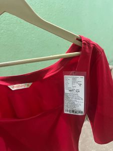 Red Square Neck Crop Top