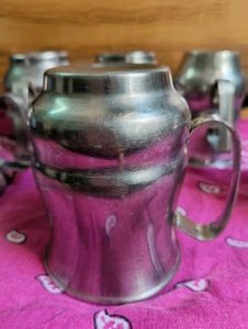 6 Stainless Stee Teal Mugs Used