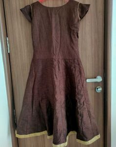 Brown Embroidered Gown Hourglass Effect