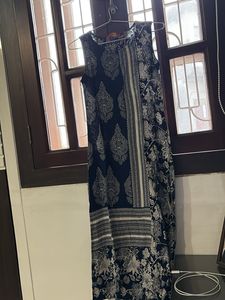 Navy & White Printed Dress