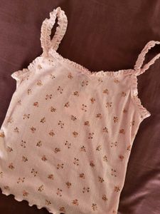 H&amp;M Lace Trimmed Crop Top/ SIZE-M
