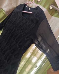 Elegant Black Embroidered Chickenkari Kurta