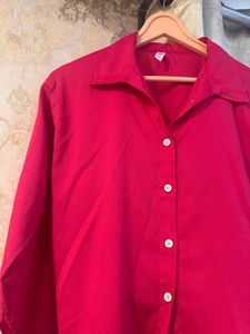 Rose Pink Button-Up Shirt, Bust-32 Strechable